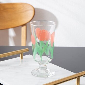 Ins Netto Rood Goud Velg Kleine Daisy Retro Beker Koreaanse Bloem Tulp Glas Korte Rode Wijn Water Drinkware Champagne Wijn