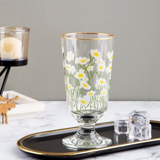 Ins Netto Rood Goud Velg Kleine Daisy Retro Beker Koreaanse Bloem Tulp Glas Korte Rode Wijn Water Drinkware Champagne Wijn