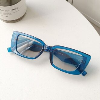 Ins Populaire Mode Cat Eye Zonnebril Driver Bril Vrouwen Vintage Luipaard Eyewear Mannen Kleine Rechthoek Zonnebril Tinten UV400 blauw