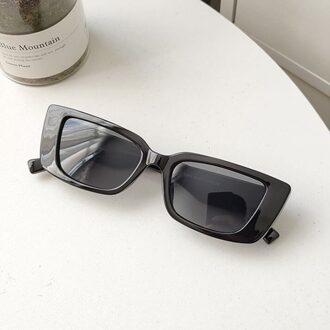 Ins Populaire Mode Cat Eye Zonnebril Driver Bril Vrouwen Vintage Luipaard Eyewear Mannen Kleine Rechthoek Zonnebril Tinten UV400 zwart