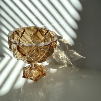 Ins Wind Kristallen Glas Retro Amber Reliëf Beker Salade Fruit Dessert Cup Home Hotel Yoghurt Ijs Cup