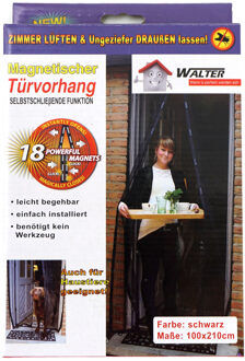 Insecten deur hor/gordijn - zwart - magnetisch - polyester - 100 x 210 cm