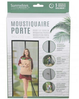 Insecten deur hor/gordijn - zwart - magnetisch - polyester - 90 x 210 cm