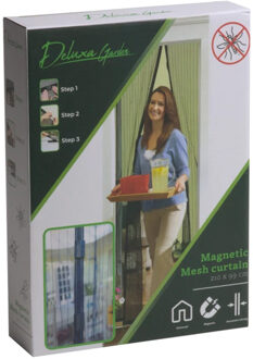 Insecten deur hor/gordijn - zwart - magnetisch - polyester - 99 x 210 cm - Deurhorren