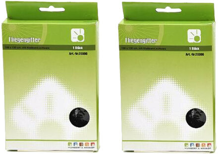 Insecten raam hor/gordijn - 2x - klittenband - polyester - 130 x 150 cm - Raamhorren Zwart