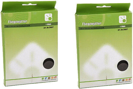 Insecten raam hor/gordijn - 2x - wit - klittenband - polyester - 130 x 150 cm