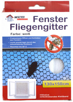 Insecten raam hor/gordijn - wit - magnetisch - polyester - 130 x 150 cm - Deurhorren