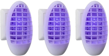 Insectenlamp op elektra - 3x stuks - wit - 220 volt - anti muggen/vliegen/motten - lokmiddel