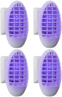 Insectenlamp op elektra - 4x stuks - wit - 220 volt - anti muggen/vliegen/motten - lokmiddel