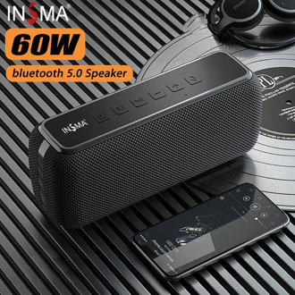 INSMA S600 60W Wireless Bluetooth Speaker IPX5 Waterproof TWS 15H Playing Time Voice Assistant Extra Bass Subwoofer Speaker
