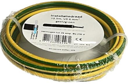 Installatiedraad - VD - 6.0 mm² - 2.5 m - geel - groen