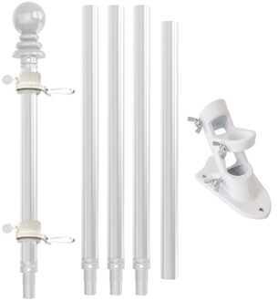 Installeren Duurzame Multifunctionele Outdoor Yard Vlag Pole Kit Stabiele Sport Match Straat Draaibare Parade Met Beugel Voor Tuin 6ft / Zilver