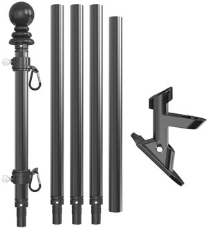 Installeren Duurzame Multifunctionele Outdoor Yard Vlag Pole Kit Stabiele Sport Match Straat Draaibare Parade Met Beugel Voor Tuin 6ft / zwart