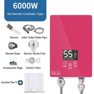 Instant Verwarming Afstandsbediening Elektrische Boiler Led Temperatuur Display Voor Huishoudelijke Kleine Huren Kamer Met Bad Douche Touch controle roze