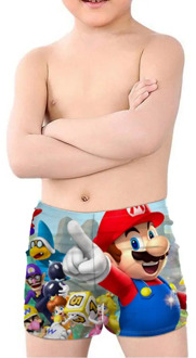 INSTANTARTS Cartoon Super Mario Design Children's Swimming Trunks for 5-14 Years Old Kids Summer Beach Elastic Short Pants Trunk