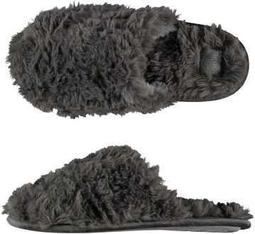 Instap slippers/pantoffels Fluffy - dames - grijs - maat 41-42 37/38