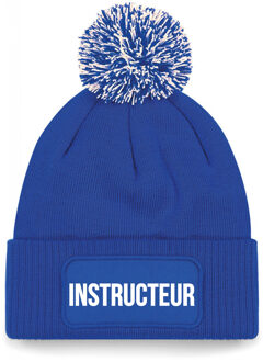 Instructeur muts met pompon - unisex - one size - blauw One size