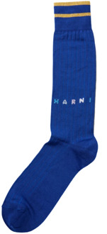 Intarsia Logo Sokken Marni , Blue , Heren
