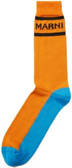 Intarsia Logo Sokken Marni , Orange , Heren