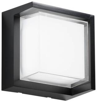 Intec LED buiten wandlamp BLOCK, zwart, 16 cm kunststof, CCT