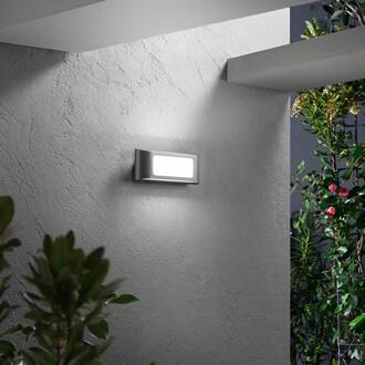 Intec LED buiten wandlamp DESERT, antraciet, breedte 25 cm, metaal antraciet, wit