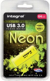 Integral USB-stick 3.0 Integral 64GB neon geel