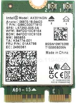 Intel NIC WI-FI 6 AX201 2230 2x2 AX+BT No vPro
