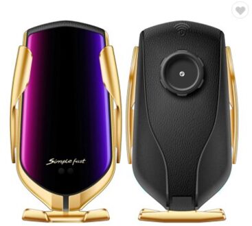 Intelligente Infrarood Inductioncar Wireless Charger Magic Clip R Automatische Telefoon Houder gouden