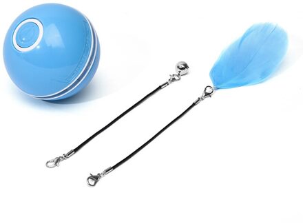 Intelligente Interactieve Cat Toy Self Draaiende Bal Met Led Usb Opladen Automatische Kitten Veer Speelgoed Abs Materiaal Dierbenodigdheden Blauw
