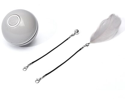 Intelligente Interactieve Cat Toy Self Draaiende Bal Met Led Usb Opladen Automatische Kitten Veer Speelgoed Abs Materiaal Dierbenodigdheden Grijs