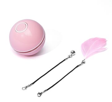 Intelligente Interactieve Cat Toy Self Draaiende Bal Met Led Usb Opladen Automatische Kitten Veer Speelgoed Abs Materiaal Dierbenodigdheden Roze