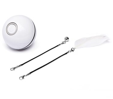 Intelligente Interactieve Cat Toy Self Draaiende Bal Met Led Usb Opladen Automatische Kitten Veer Speelgoed Abs Materiaal Dierbenodigdheden wit