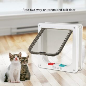 Intelligente Kat Flap Kat Deur Afsluitbare Pet Cat Small Dog Flap Deur Voor Pet Care Wit L