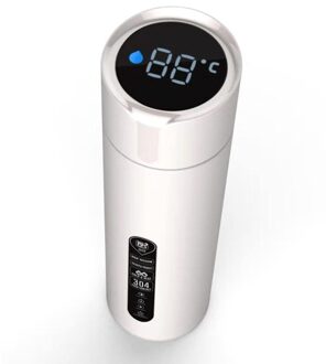 Intelligente LCD Display Temperatuur Display Rvs Thermos Thee Mok Zeef Mok Koffie Cup Thermische Fles Thermoskan wit