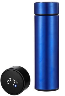 Intelligente Roestvrijstalen Thermosfles Cup Temperatuur Display Thermosflessen Reizen Auto Soep Koffie Mok Thermos Fles Water blauw