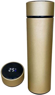 Intelligente Roestvrijstalen Thermosfles Cup Temperatuur Display Thermosflessen Reizen Auto Soep Koffie Mok Thermos Fles Water goud
