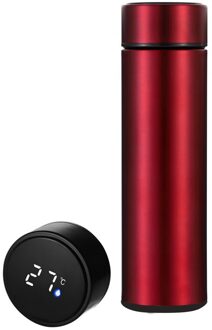 Intelligente Roestvrijstalen Thermosfles Cup Temperatuur Display Thermosflessen Reizen Auto Soep Koffie Mok Thermos Fles Water rood