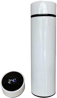 Intelligente Roestvrijstalen Thermosfles Cup Temperatuur Display Thermosflessen Reizen Auto Soep Koffie Mok Thermos Fles Water wit