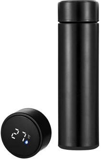 Intelligente Roestvrijstalen Thermosfles Cup Temperatuur Display Thermosflessen Reizen Auto Soep Koffie Mok Thermos Fles Water zwart