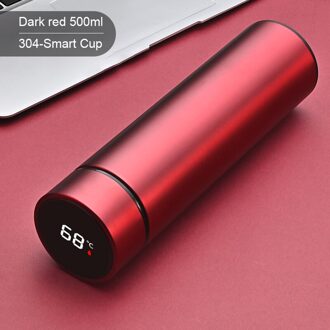 Intelligente Roestvrijstalen Thermosfles Temperatuur Display Thermosflessen Dubbelwandige Koffie Cup Smart Water Fles rood