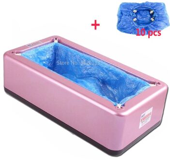 Intelligente Schoen Cover Machine Stop Bacteriën Automatische Schoen Mouw Tool Wegwerp Voet Cover Machine Schoen Film Apparaat roze met 10 covers