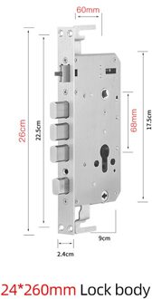 Intelligente Vingerafdruk 6068 Lock Body Size 24*240 Rvs Body Voor Beveiliging Deurslot Smart Lock 26240