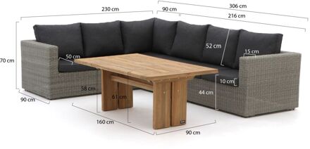 Intenso Carpino/ROUGH-L dining loungeset 3-delig links - Laagste prijsgarantie! Bruin