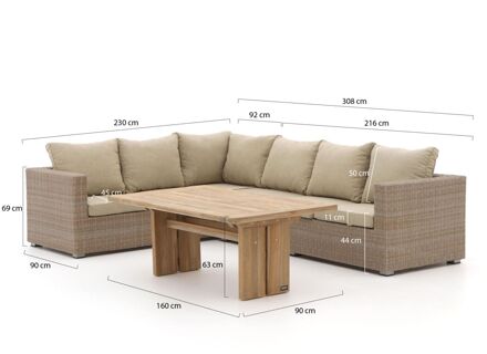 Intenso Carpino/ROUGH-L dining loungeset 3-delig links - Laagste prijsgarantie! Bruin
