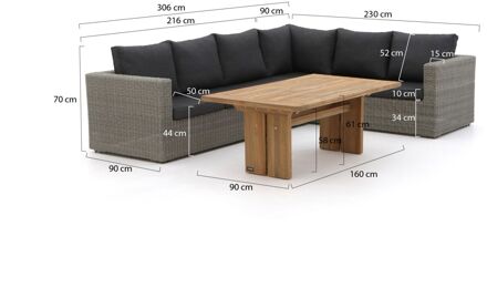 Intenso Carpino/ROUGH-L dining loungeset 3-delig rechts - Laagste prijsgarantie! Bruin