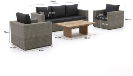 Intenso Carpino/ROUGH-L stoel-bank loungeset 4 delig - Laagste prijsgarantie! Bruin