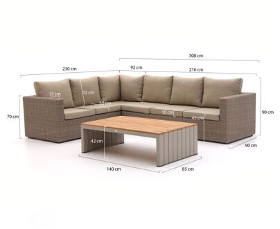 Intenso Carpino/Ummari hoek loungeset 3-delig links - Laagste prijsgarantie! Taupe