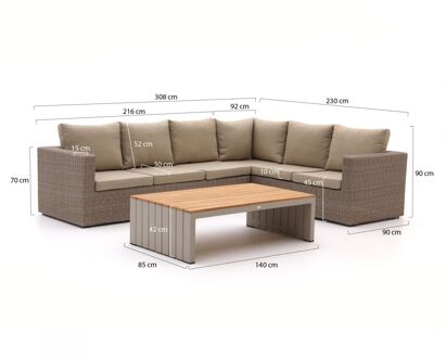 Intenso Carpino/Ummari hoek loungeset 3-delig rechts - Laagste prijsgarantie! Taupe