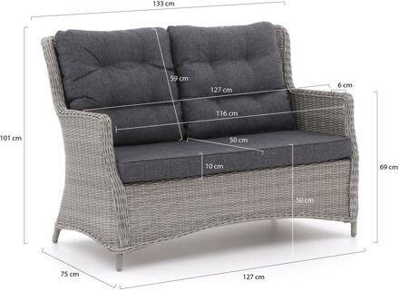 Intenso Milano dining lounge tuinbank 2-zits 133cm - Laagste prijsgarantie! Grijs