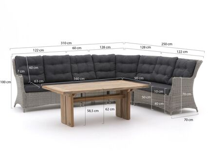Intenso Milano/ROUGH-L dining loungeset 5-delig - Laagste prijsgarantie! Grijs